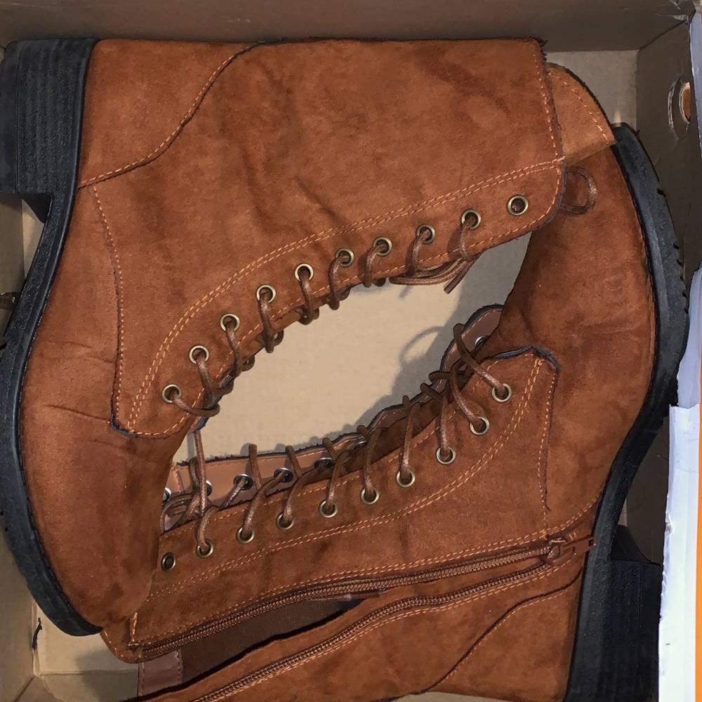 Brown zip up boots